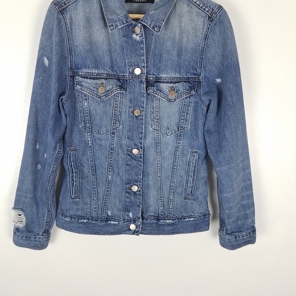 J Brand Jeans Darci Distressed Denim Jacket Sinful S/M - Picture 3 of 13
